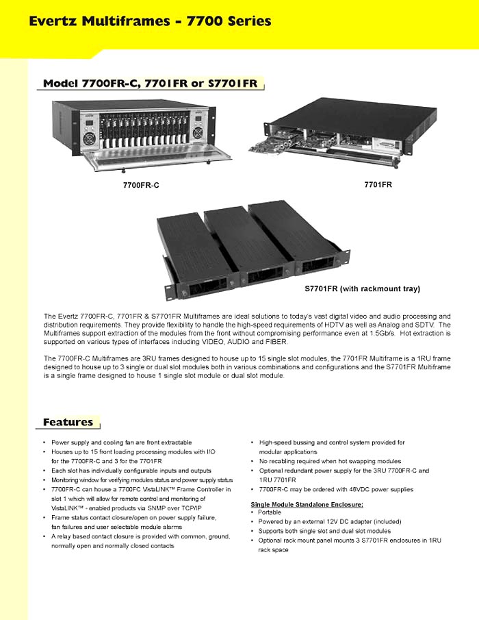 Evertz 7701PSX External power supply adapter for 7701FR modular Frame 
